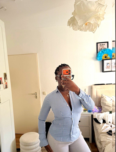 Damen bluse hemd blau weiß - bluse/hemd,
