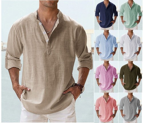 Herren leinen optik hemd tops - herren,