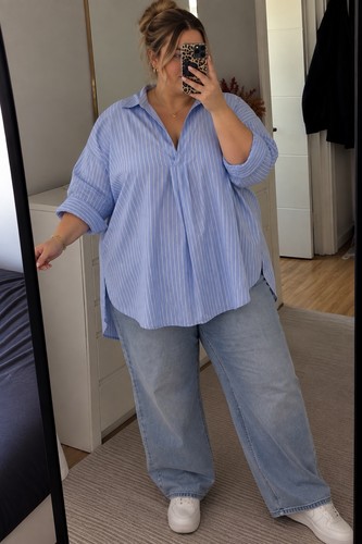 Damen bluse 3xl blau weiß - damen,