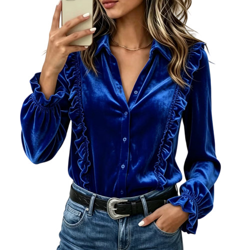Damen samtbluse mit - samtbluse,