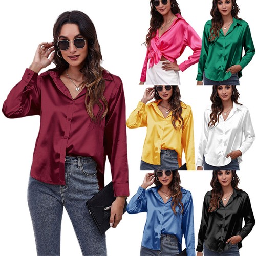 Damen satin seide hemd tunika - damen,