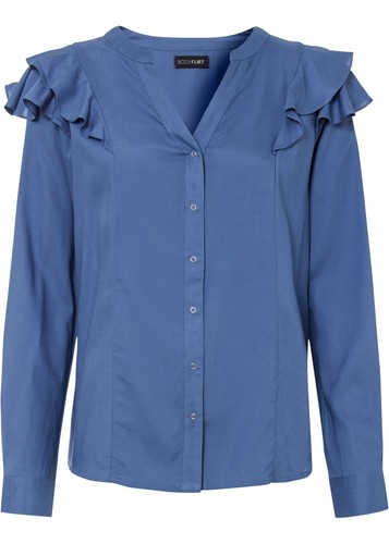 Bluse mit volants 44 - 44, blau
